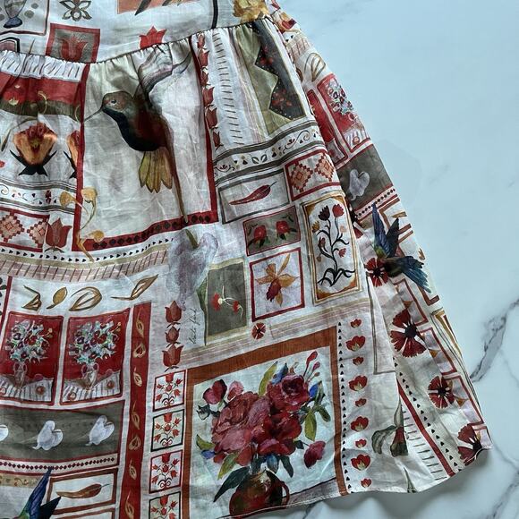 Kate Ford Cleome Gown Ramie Maxi dress Size 2 patchwork print Boho Chic prairie - Picture 14 of 15